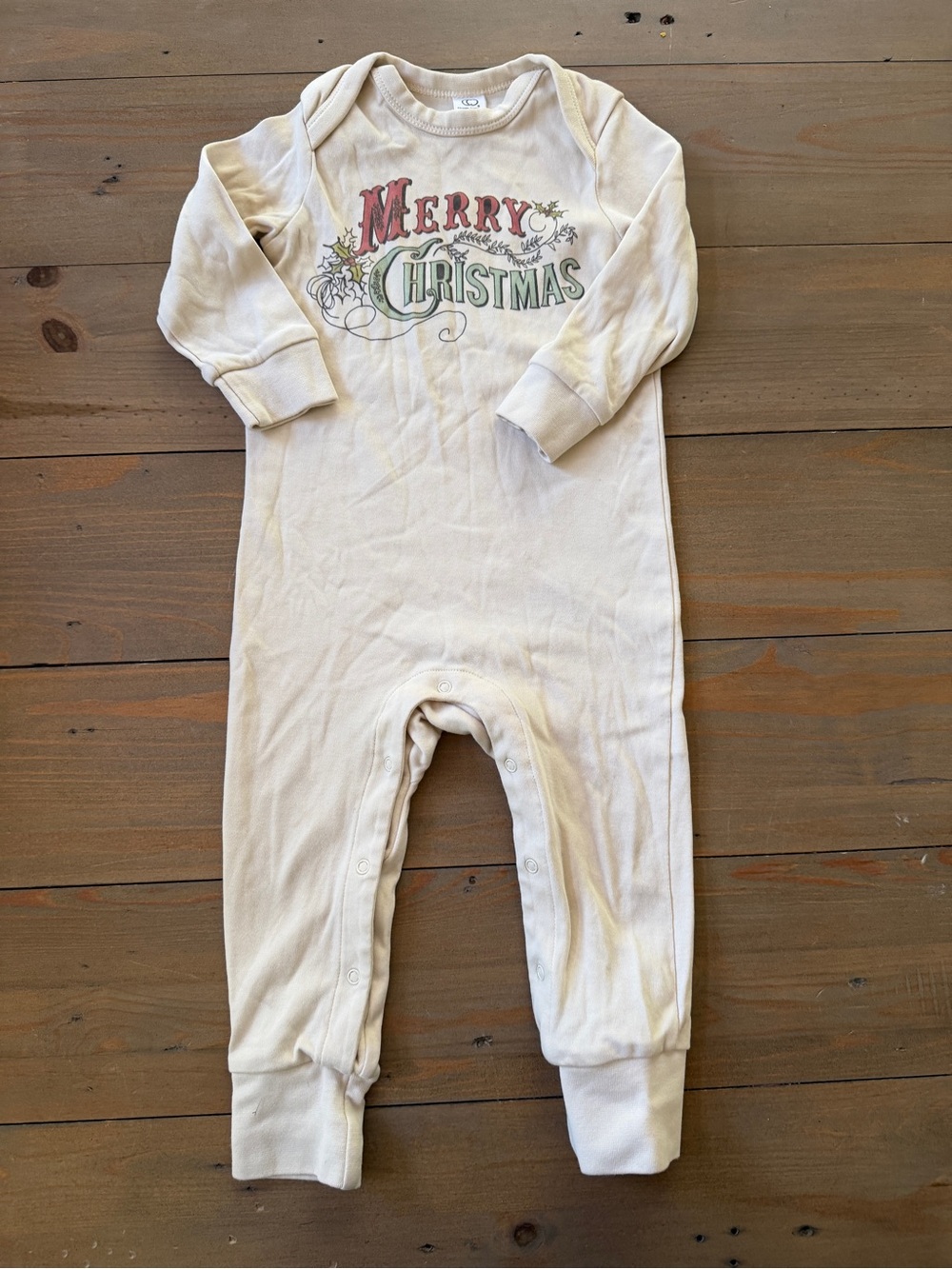 Colored Organics “Christmas Vacation”Cream Kids One-Piece Romper - 12-18 Months